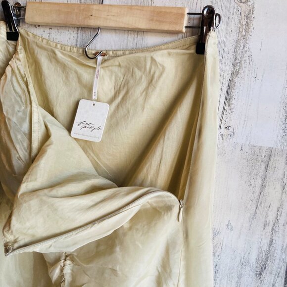 NWT $148 Free People Calliope Ruffle Midi Skirt M Hi Lo Lt Green Sage Boho - Picture 12 of 16